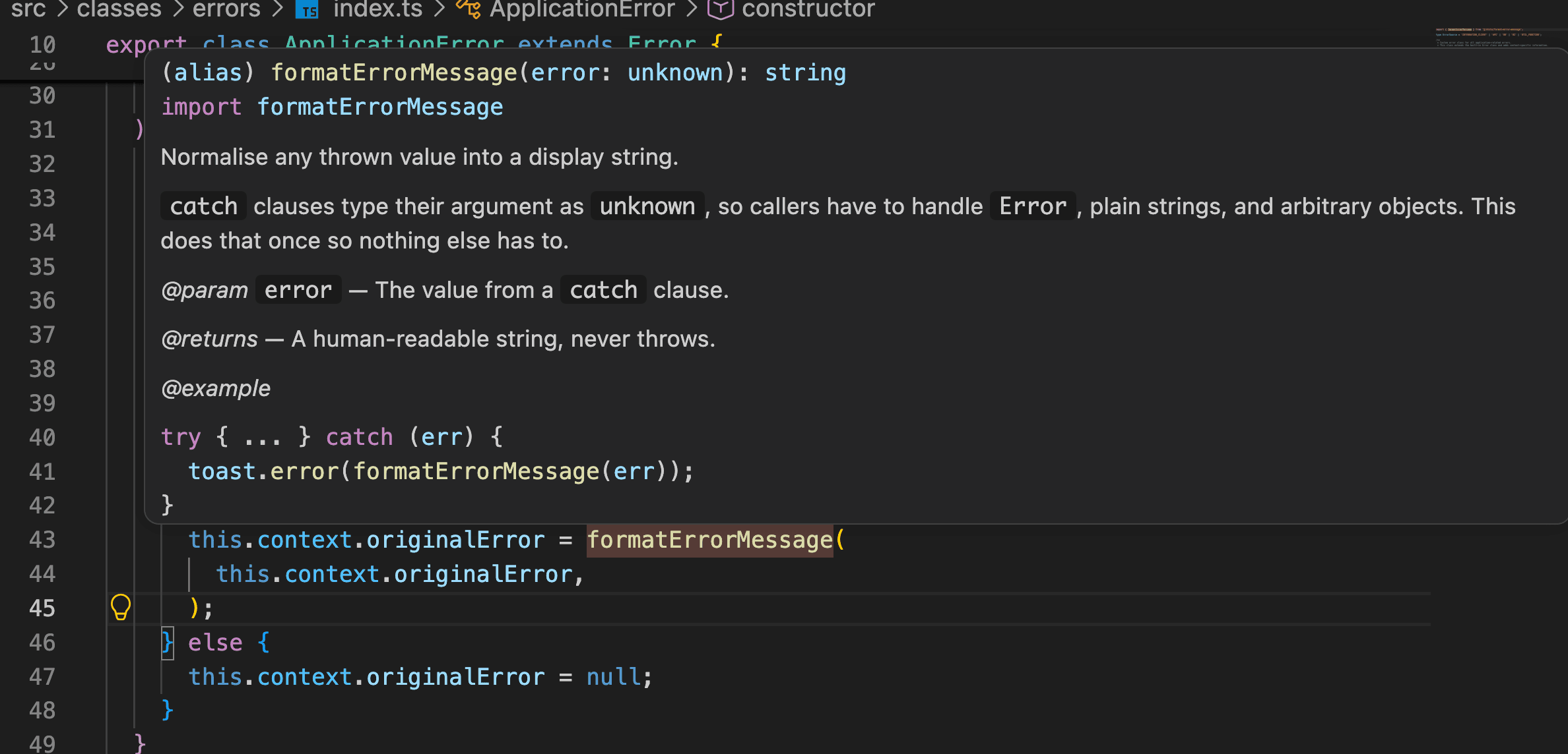 TSDoc hover tooltip in VS Code